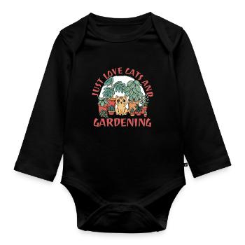 Hobbygärtner Garten Lustig Gartenkatze - Baby Bio-Langarm-Body - Schwarz - Vorne