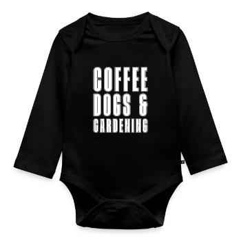 Hobbygärtner Garten Kaffee Gartenhund - Baby Bio-Langarm-Body - Schwarz - Vorne