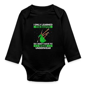 Citation de cornemuse pour les musiciens écossais et de cornemuse - Body Bébé bio manches longues - noir - Devant