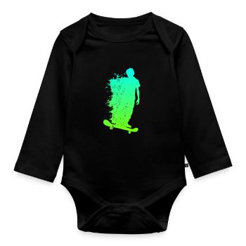 Skaten skateboarder - Baby Bio-Langarm-Body - Schwarz - Vorne