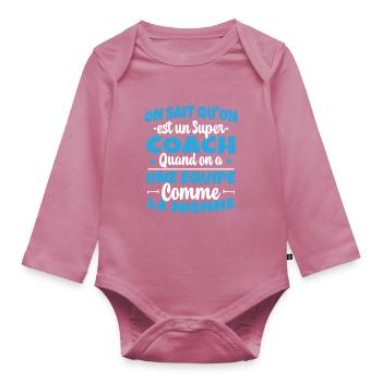 Un Super Coach Cadeau Entraineur Humour - Body Bébé bio manches longues - mauve - Devant