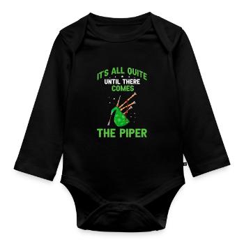 Bagpipes for pipers and Scots - Organic Longsleeve Baby Bodysuit - black - Front