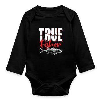 Treuer Fischer Angeln Spruch - Baby Bio-Langarm-Body - Schwarz - Vorne
