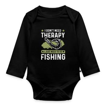 Fishing Therapy - Organic Longsleeve Baby Bodysuit - black - Front