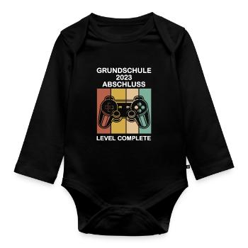 Grundschule Abschluss 2023 Gymnasium Geschenk - Baby Bio-Langarm-Body - Schwarz - Vorne