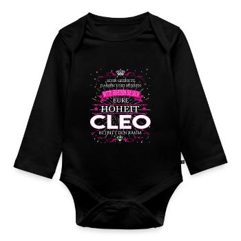 Eure Hoheit Cleo betritt den Raum - Baby Bio-Langarm-Body - Schwarz - Vorne