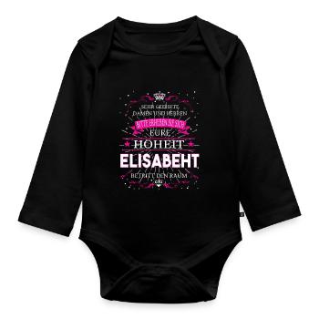 Eure Hoheit Elisabeth betritt den Raum - Baby Bio-Langarm-Body - Schwarz - Vorne