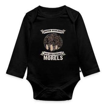 Amateur Mycologist With Questionable Morels - Baby Bio-Langarm-Body - Schwarz - Vorne