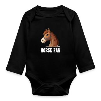 Pferd comic cartoon style - Baby Bio-Langarm-Body - Schwarz - Vorne