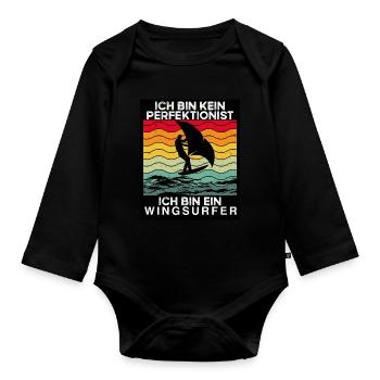 Ich Bin Ein Wingsurfer - Baby Bio-Langarm-Body - Schwarz - Vorne