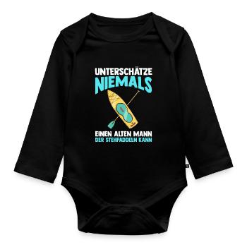Stand Up Paddeling - Baby Bio-Langarm-Body - Schwarz - Vorne
