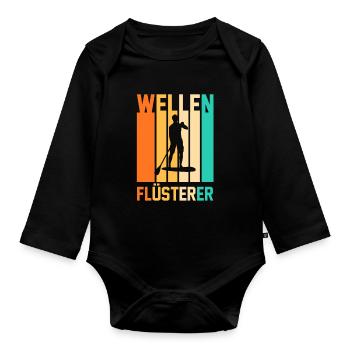 Stand Up Paddeling - Baby Bio-Langarm-Body - Schwarz - Vorne