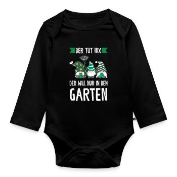Garten-arbeit Gnome Hobbygärtner Geschenk - Baby Bio-Langarm-Body - Schwarz - Vorne