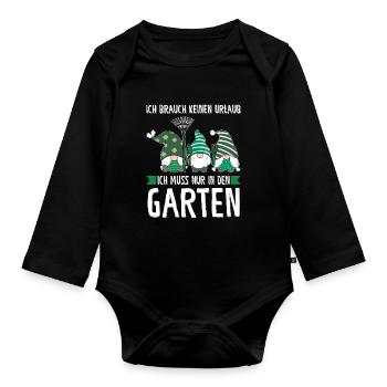 Garten-arbeit Gnome Gärtnern Geschenk - Baby Bio-Langarm-Body - Schwarz - Vorne