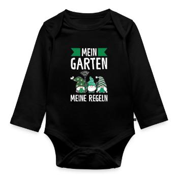 Garten-arbeit Gnome Gärtnern Geschenk - Baby Bio-Langarm-Body - Schwarz - Vorne