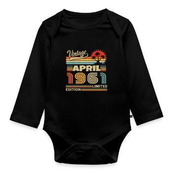 April 1961 Anniversary April 1961 April - Organic Longsleeve Baby Bodysuit - black - Front