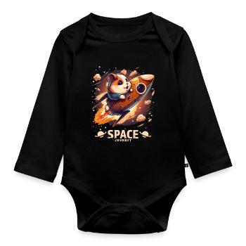 Space Hamster Hamsterliebhaber Weltall Design - Baby Bio-Langarm-Body - Schwarz - Vorne