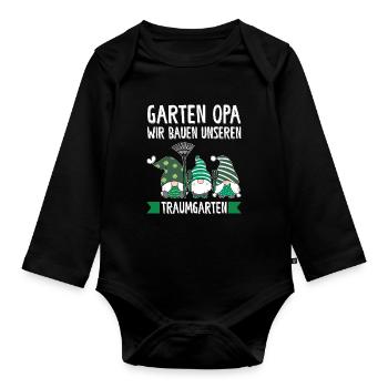 Garten Opa Gnome Gärtnerei Geschenk - Baby Bio-Langarm-Body - Schwarz - Vorne