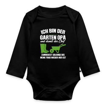 Garten Opa Gnome Gartenarbeit Geschenk - Baby Bio-Langarm-Body - Schwarz - Vorne