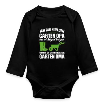 Garten Opa Gnome Gärtnern Geschenk - Baby Bio-Langarm-Body - Schwarz - Vorne