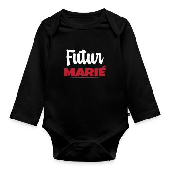 Homme Futur Marié Cadeau Humour EVG - Body Bébé bio manches longues - noir - Devant
