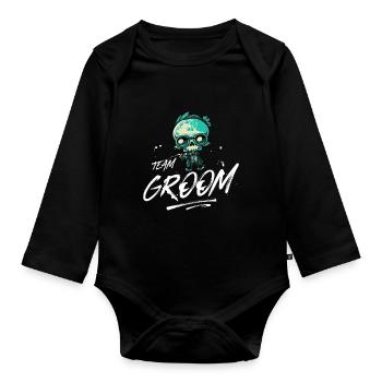 Team Groom Wedding Skeleton - Organic Longsleeve Baby Bodysuit - black - Front
