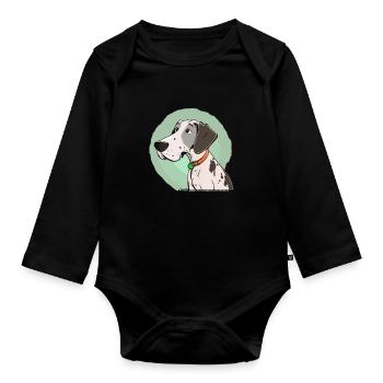 Dog in comic style - Organic Longsleeve Baby Bodysuit - black - Front