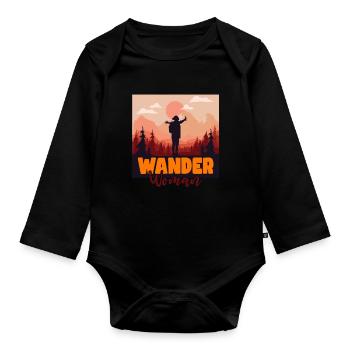 Hiking women in nature - Organic Longsleeve Baby Bodysuit - black - Front
