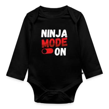 Ninja mode On - Organic Longsleeve Baby Bodysuit - black - Front