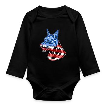 Miniature Pinscher Miniature Pinscher Flag - Organic Longsleeve Baby Bodysuit - black - Front