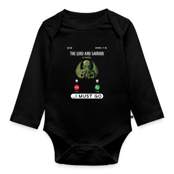Cthulhu Is Calling, Cosmic Horror Call Cthulhu - Baby Bio-Langarm-Body - Schwarz - Vorne