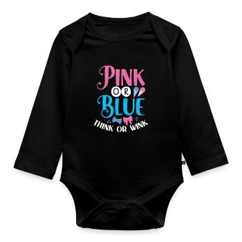 Pensez rose ou bleu ou clin d’œil - Body Bébé bio manches longues - noir - Devant