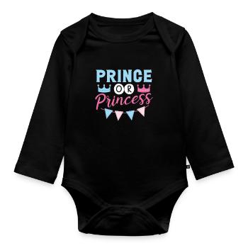 Prince or Princess - Organic Longsleeve Baby Bodysuit - black - Front