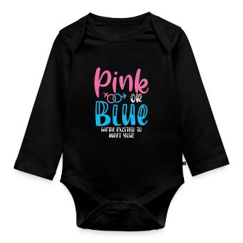 Pink Oder Blau Waren Aufgeregt, Um Dich - Baby Bio-Langarm-Body - Schwarz - Vorne