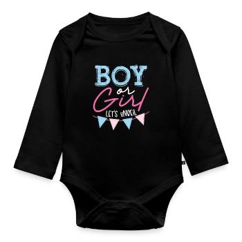 Garçon ou fille laissez-le découvrir - Body Bébé bio manches longues - noir - Devant