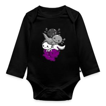 Subtil Asexual Kawaii Axolotl Pride Flag - Body Bébé bio manches longues - noir - Devant