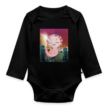 Atom-Punk Ästhetischer Vaporwave Futuristisch Axol - Baby Bio-Langarm-Body - Schwarz - Vorne