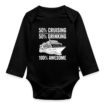 Lustiges Cruising - Baby Bio-Langarm-Body - Schwarz - Vorne