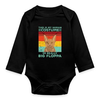 Great Floppa Caracal - Organic Longsleeve Baby Bodysuit - black - Front