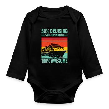 Funny Cruise Retro - Organic Longsleeve Baby Bodysuit - black - Front