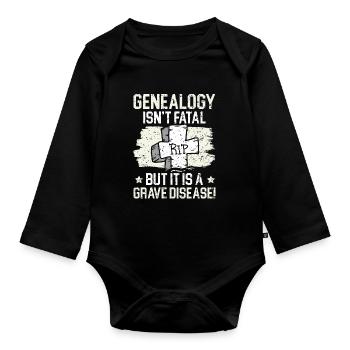 Genealogie ist nicht tödlich, aber eine ernste Kra - Baby Bio-Langarm-Body - Schwarz - Vorne