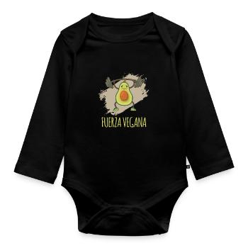 Vegan Fuerza Vegana Lustiger Spruch Veganer - Body Bébé bio manches longues - noir - Devant