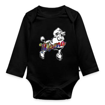 Poodle Poodle Mama - Organic Longsleeve Baby Bodysuit - black - Front