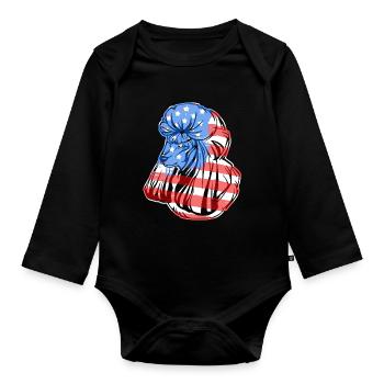 Poodle Poodle Flag - Organic Longsleeve Baby Bodysuit - black - Front