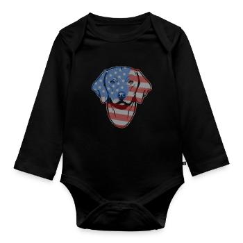 Rhodesian Ridgeback Rhodesian Ridgeback Flag - Organic Longsleeve Baby Bodysuit - black - Front