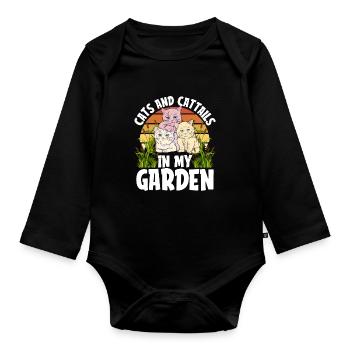 Hobbygärtner Garten Niedlich Gartenkatze - Baby Bio-Langarm-Body - Schwarz - Vorne