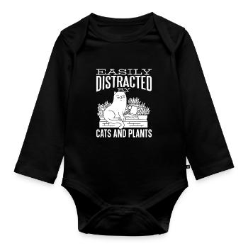 Hobby Gardener Garden Funny Garden Cat - Body Bébé bio manches longues - noir - Devant