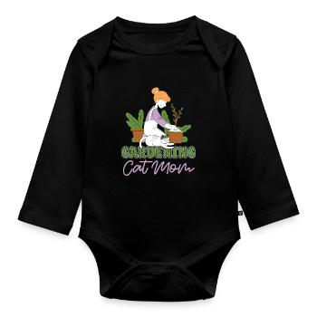 Hobbygärtner Garten Mutter Gartenkatze - Baby Bio-Langarm-Body - Schwarz - Vorne