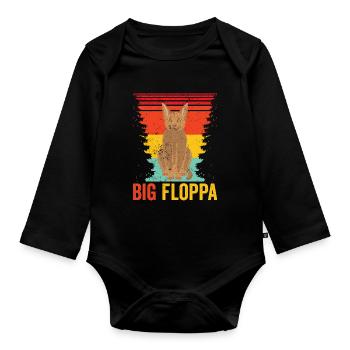 Big Floppa Karakal Katze Meme Retro - Baby Bio-Langarm-Body - Schwarz - Vorne