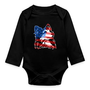 Shetland Sheepdog Shetland Sheepdog Flag - Organic Longsleeve Baby Bodysuit - black - Front